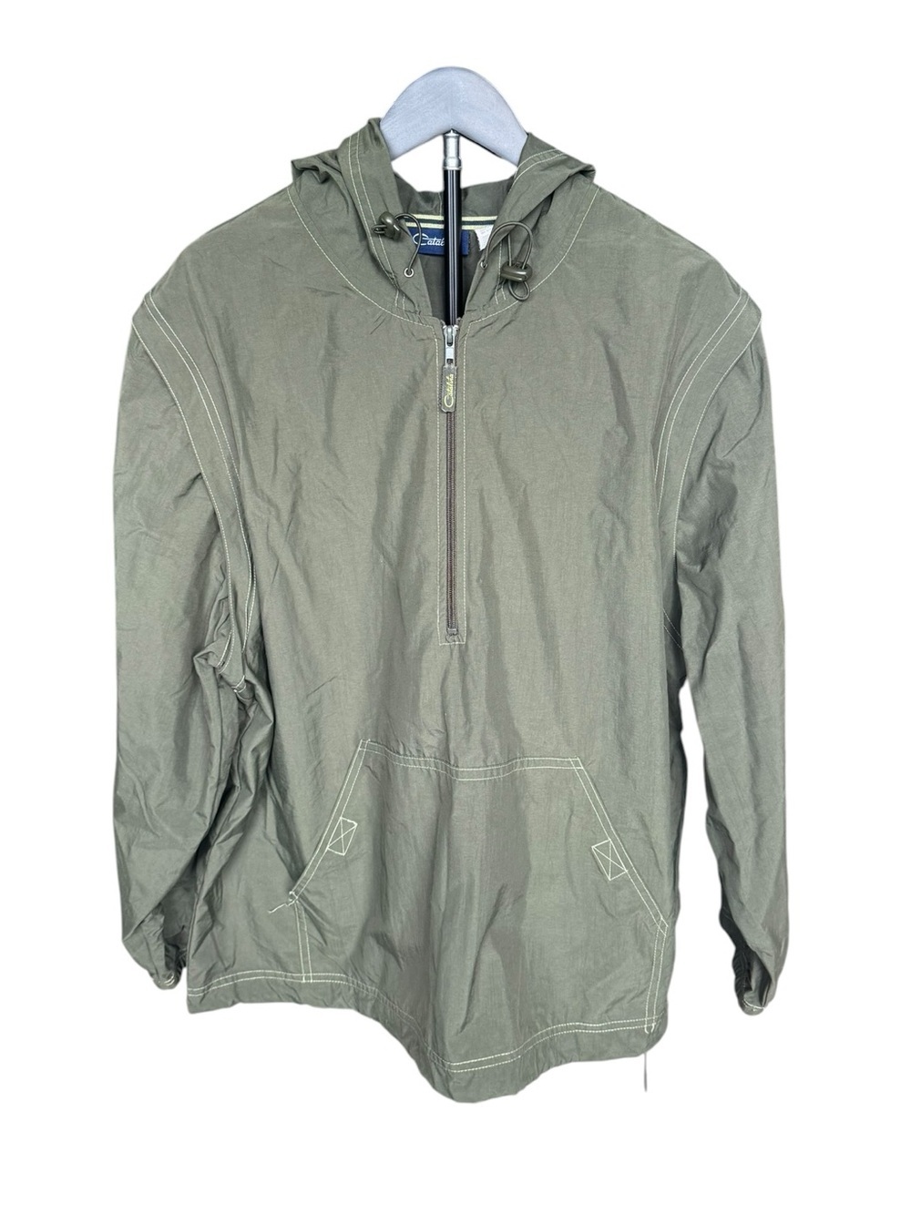 Vintage Catalina Windbreaker Jacket Men’s XL Olive Green Gorpcore Anorak Hoodie